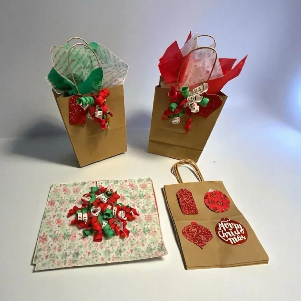 Set of 4 - Festive All in One Gift Bag Set- 4 Count